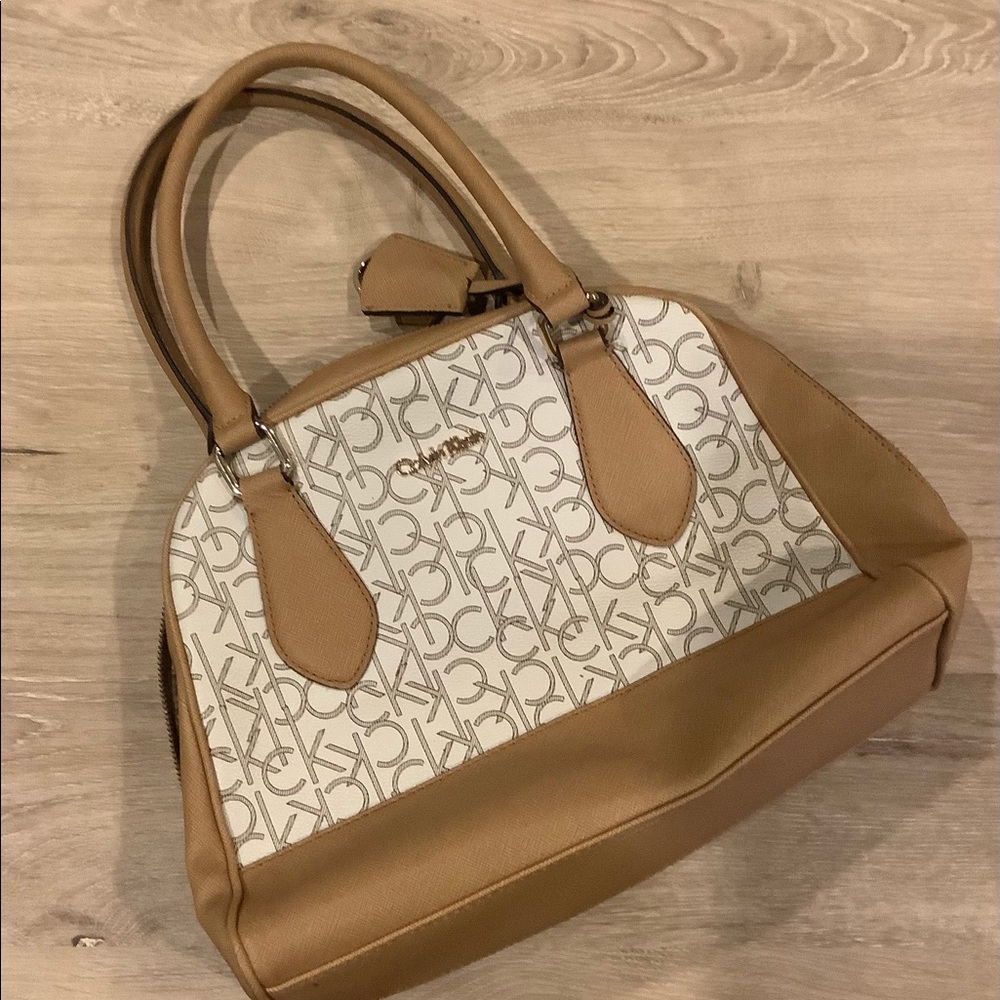 Calvin Klein Hudson Brown/Tan Top Zip Dome Satchel